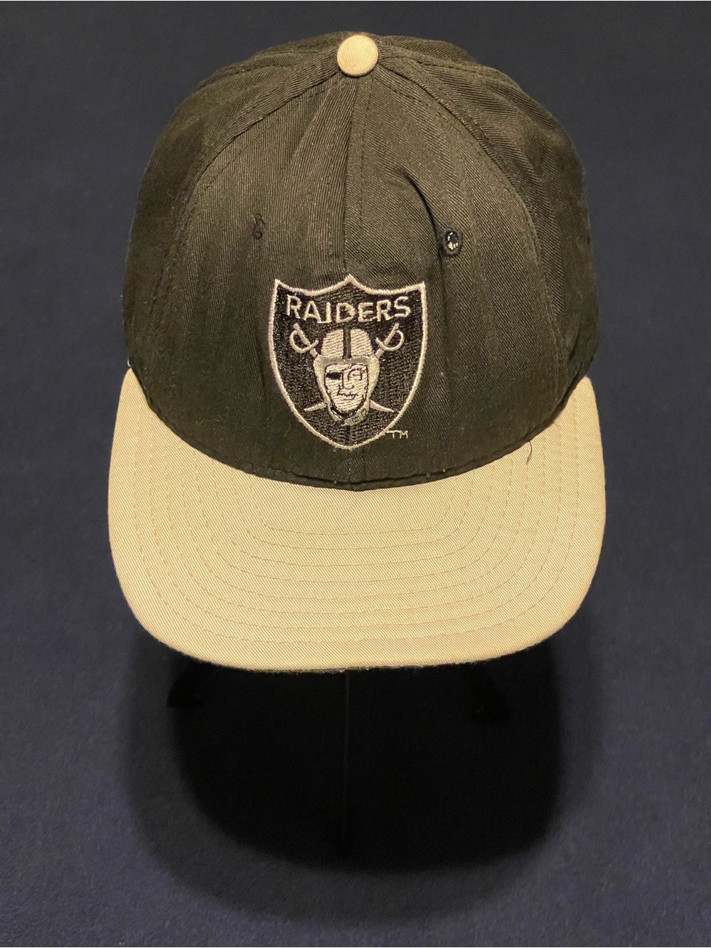 Oakland Raiders Snapback Hat Made By AJD Black Gray NFL 90s Vintage